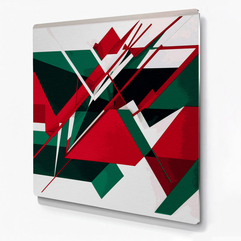 «Geometric Abstraction 39», art mural gris en métal, H 8 po x l 8 po