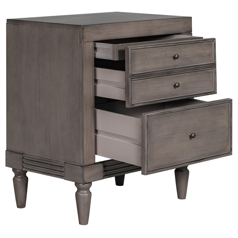 Table de chevet 3 tiroirs Seabolt, Gris