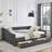 Queen Size Daybed With Drawers Upholstered Tufted Sofa Bed,,With Button On Back And Copper Nail On Waved Shape Arms, Grey (84.5"X63.5"X26.5")
