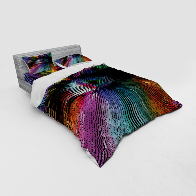 Ensemble de housse de couette multicolore en microfibre moderne et contemporain