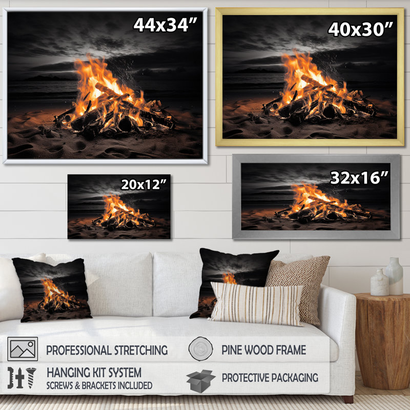 Sapin au bord de la mer au coucher du soleil III - Reproduction d'art nautique et de plage, H 34 po x l 44 po x P 1,5 po