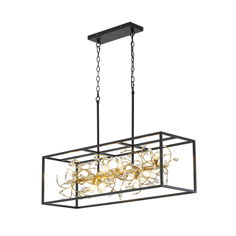 Narvel 8 - Light Iron Dimmable Kitchen Island Square / Rectangle Chandelier