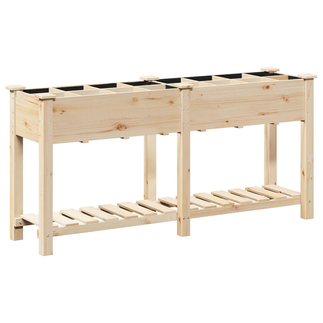 Garden Planter with Shelf Solid Fir Wood Outdoor Wooden Terrace