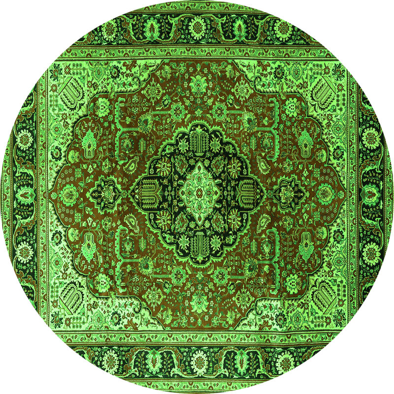 Washable Oriental Indoor Rug, Round 7'