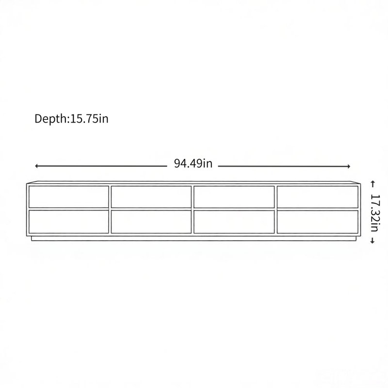 Meuble télé simple, rétro et tendance, H 17,32 po x L 94,49 po x l 15,75 po