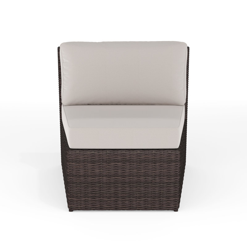 Martha Stewart Bedford Outdoor Modular Rattan Wicker Patio Curved Sectional Sofa Seat, Brown, Tan