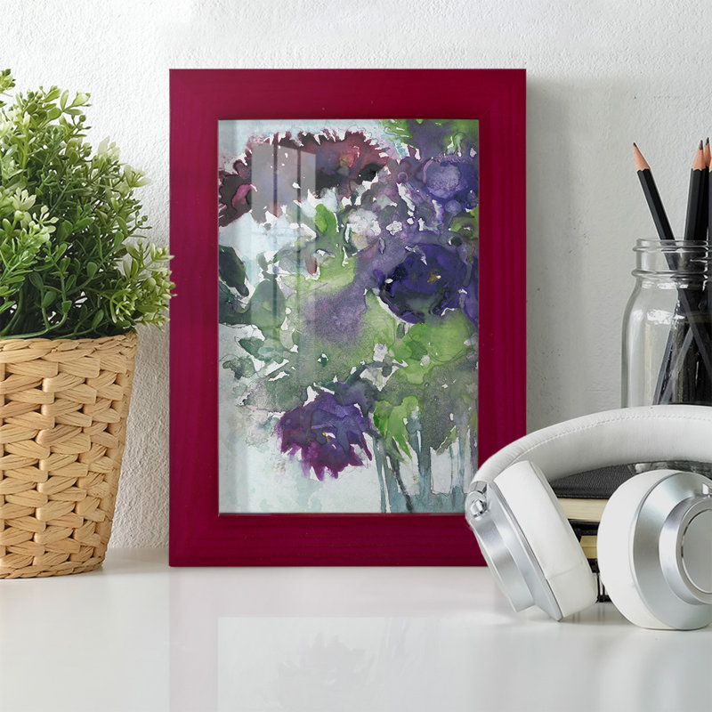 «Florus Garden Wild Things I», impression encadrée sur papier, Rouge cerise, H 6 po x l 4 po x P 1 po