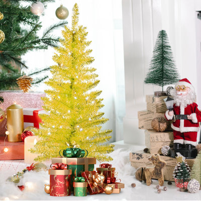 Pre-Lit Gloden Slim Artificial Christmas Tree