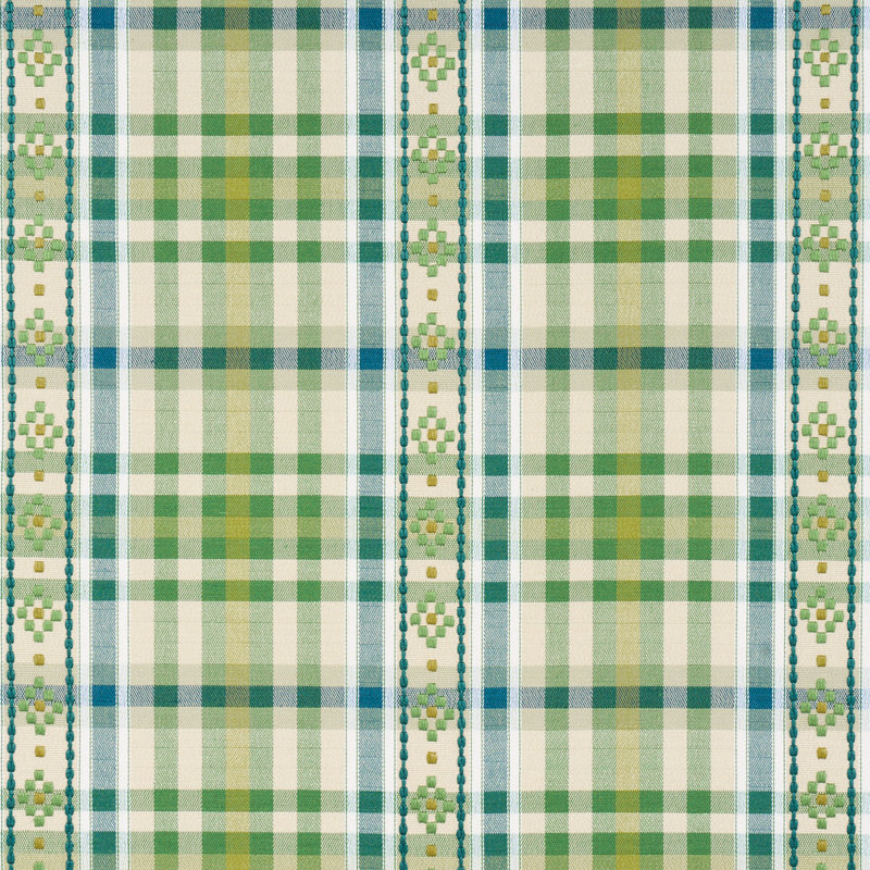 Hutton Check Fabric, Leaf