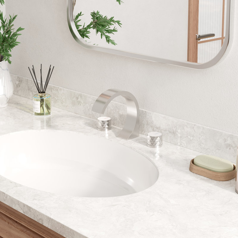 Casainc Widespread Double Handle Bathroom Sink Faucet with Drain, Brushed Nickel