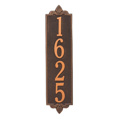 Lyon Personalized Vertical Estate 4-Line Wall Address Plaque
