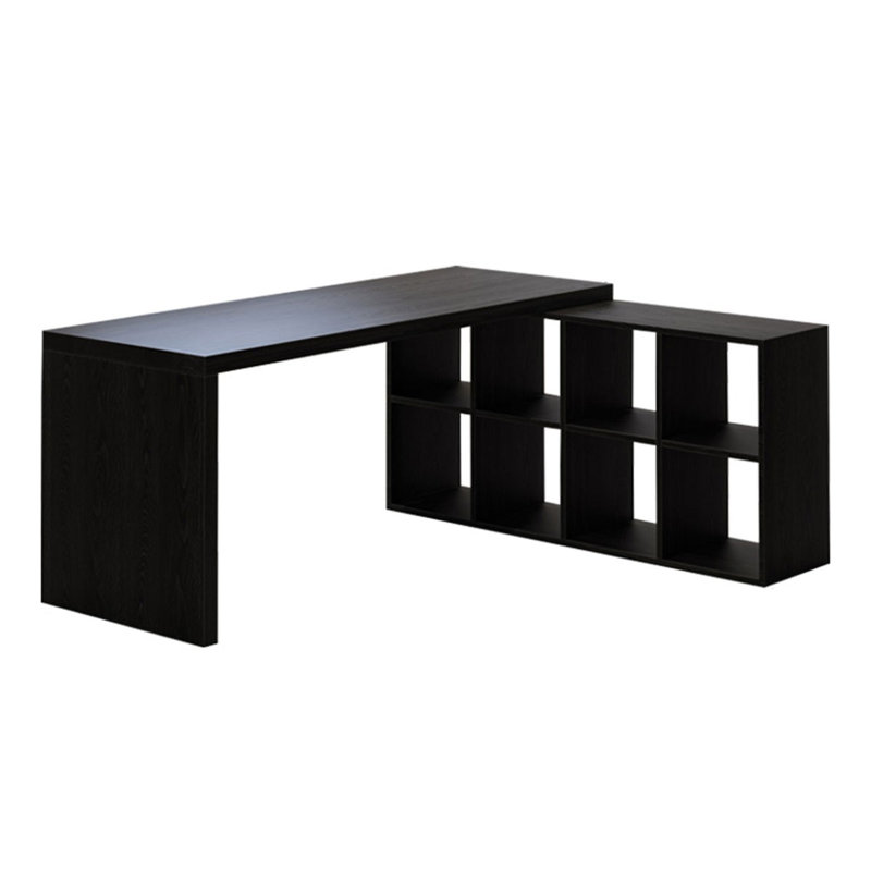 Black L-Shaped Solid Wood desks, 29.53" H x 78.74" W x 23.62" D, Right Hand Return