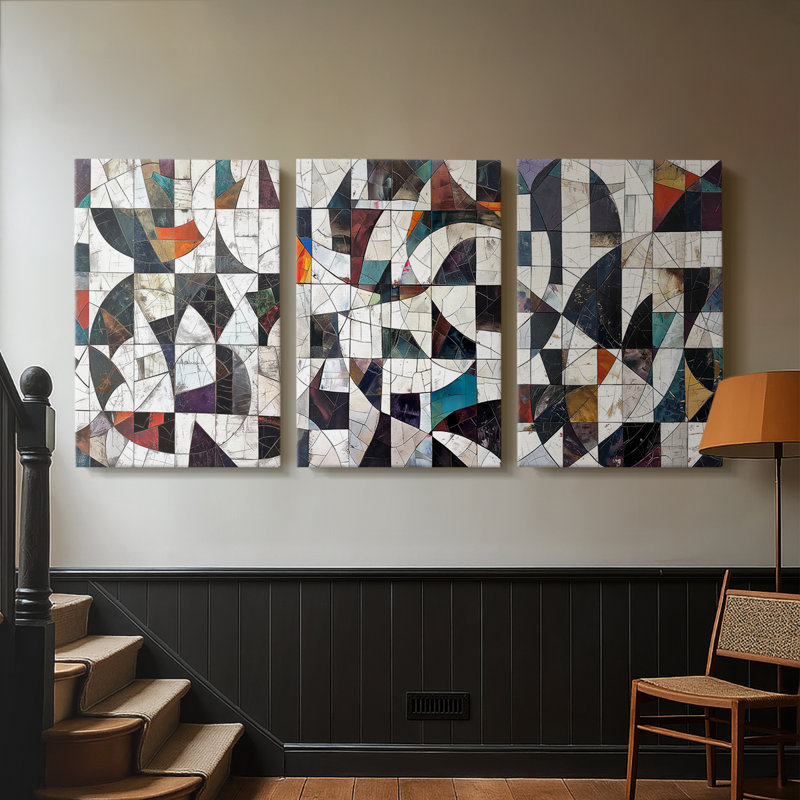 Série ABSTRACT LXI - Toile tendue sur mesure - 3 pièces, H 48 po x l 96 po