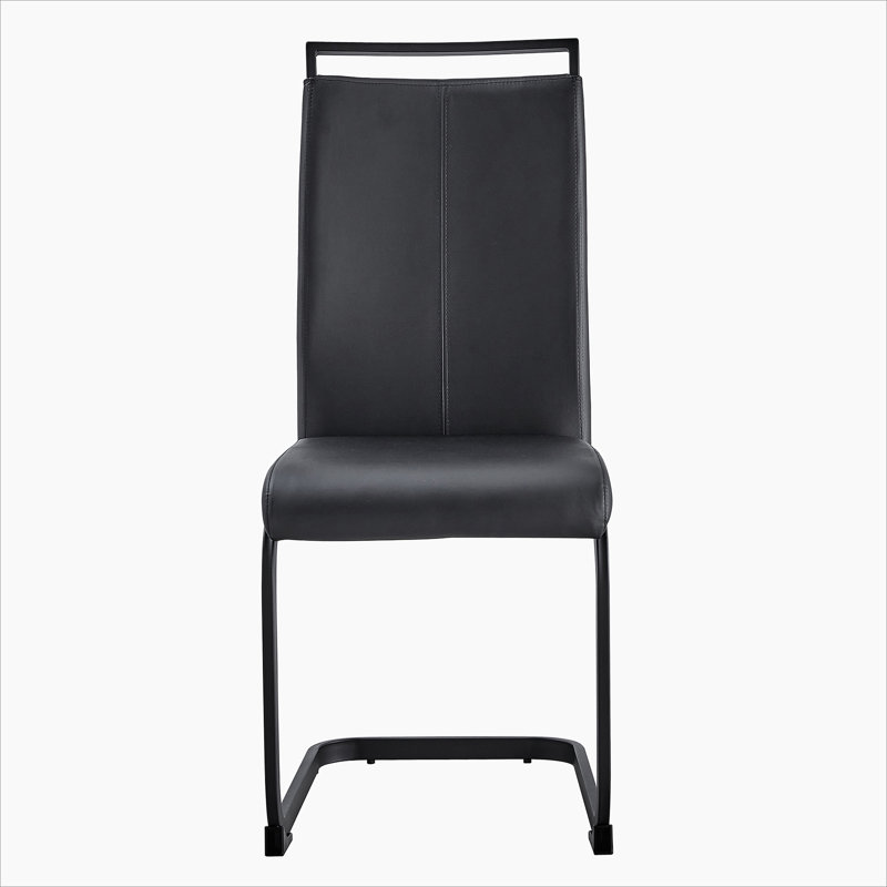 Yoanna PU Leather Upholstered Dining Chair, Black, Black