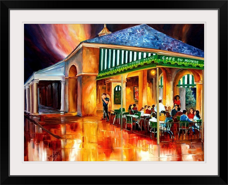 «Café du monde» par Bebe, reproduction d'art, H 12 po x l 16 po x P 1,5 po, Toile