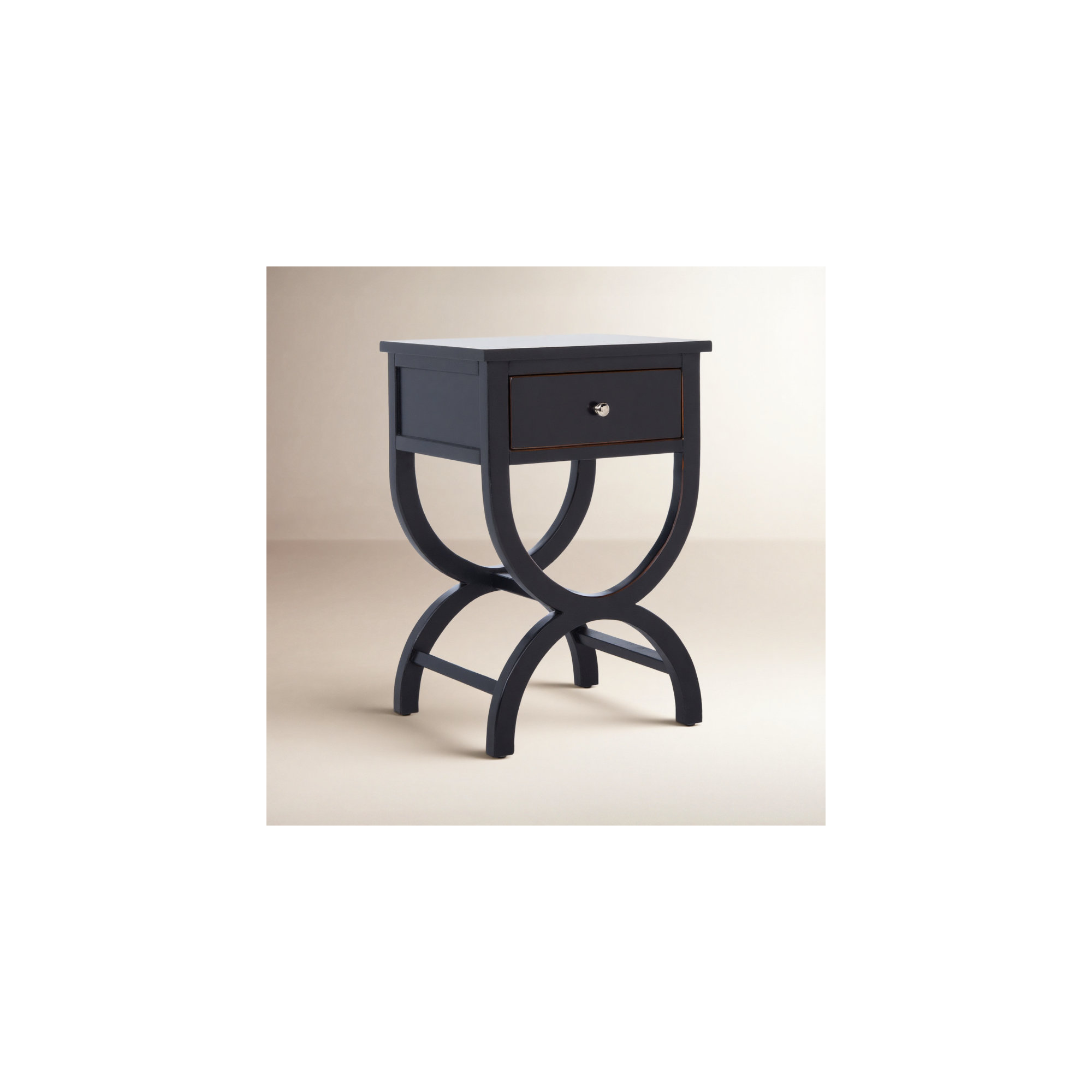 Floris End Table With Storage, Black