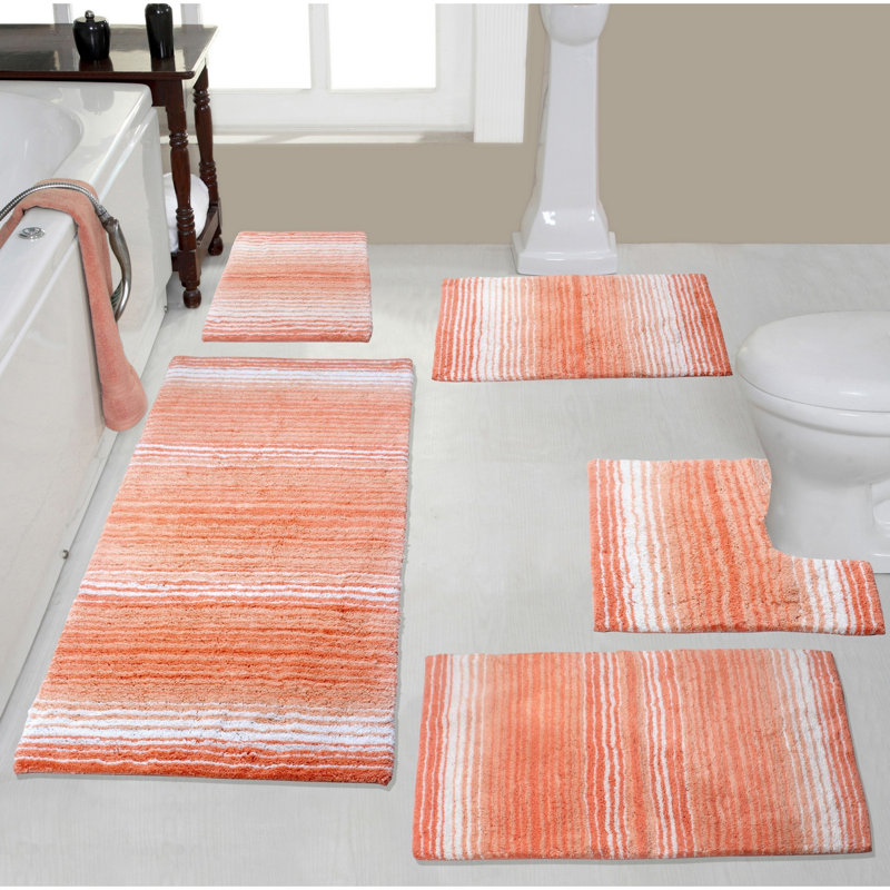 Ensemble de tapis pour salle de bain 5 pièces Highlawn, Corail
