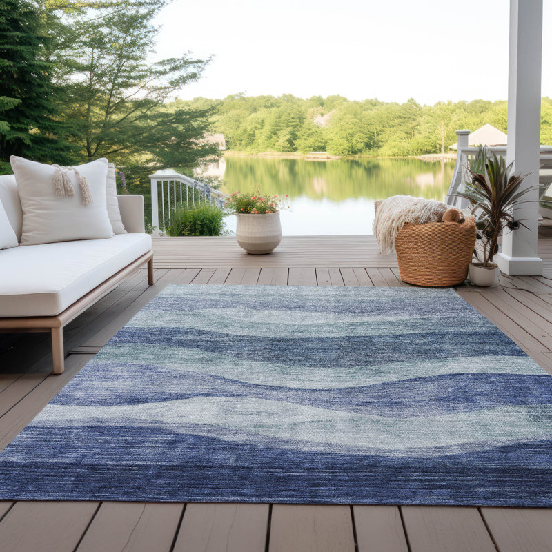 Tapis d'intérieur / extérieur bleu Louisa , 8' x 10'
