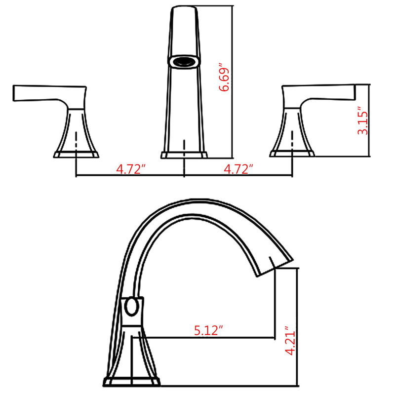 2 Handle Bathroom Sink Tap - Matte Black Widespread 3 Hole Vanity Bath Faucet With Drain Assembly, Corrosion & Spot Two Drain, Rust Stain Finish
