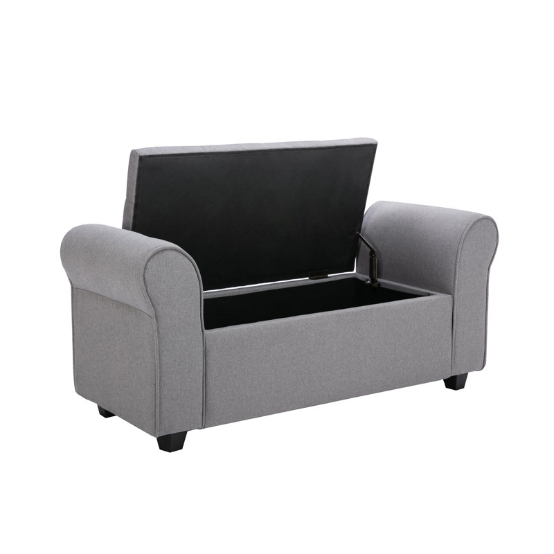 Banc de rangement rembourré en tissu Ammarie, Gris