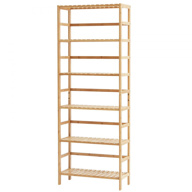 6-Tier Bamboo Shelf, Rattan Shelf, Open Wood Bookshelf, Display Storage Rack Organizer, Freestanding Flower Plant Stand, Multifunctional Bamboo Bookshelf Ideal for Bathroom, Bedroom, Office, Study, Natural