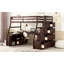 Lit mezzanine simple avec 7 tiroirs, 2 tablettes et bureau - Espresso-1414508113-1414508114