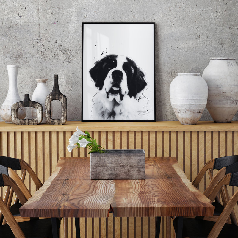 " Saint Bernard " Mixed Media and Black and White Photography Print