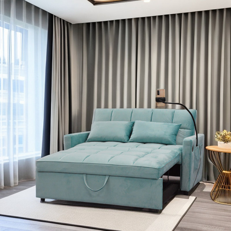 Causeuse moderne en velours avec canapé-lit et canapé-lit Modern, H 33,07 po x l 54,33 po x P 37,8 po