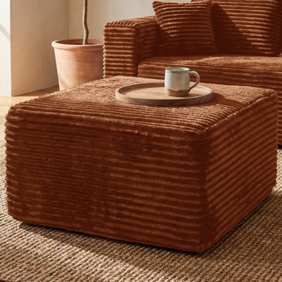 Compression Modular Sectional Ottoman for Sectional Sofa Component, Modern Flannel Upholstered Footstool with Pocket Springs, No Assembly Roll-Pack Po