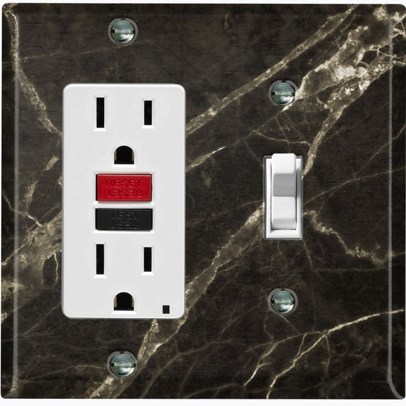 Patterned 2 - Gang Combination Plate Standard Combination Wall Plate, Black
