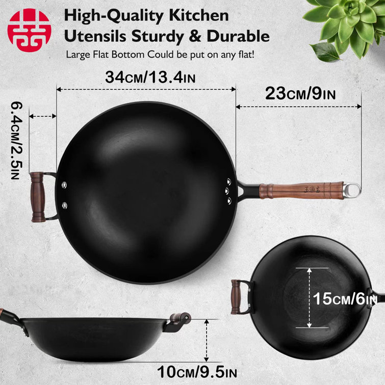 Signature Smooth Pre-Seasoned Cast Iron Kadai Wok 9.5 Inch with