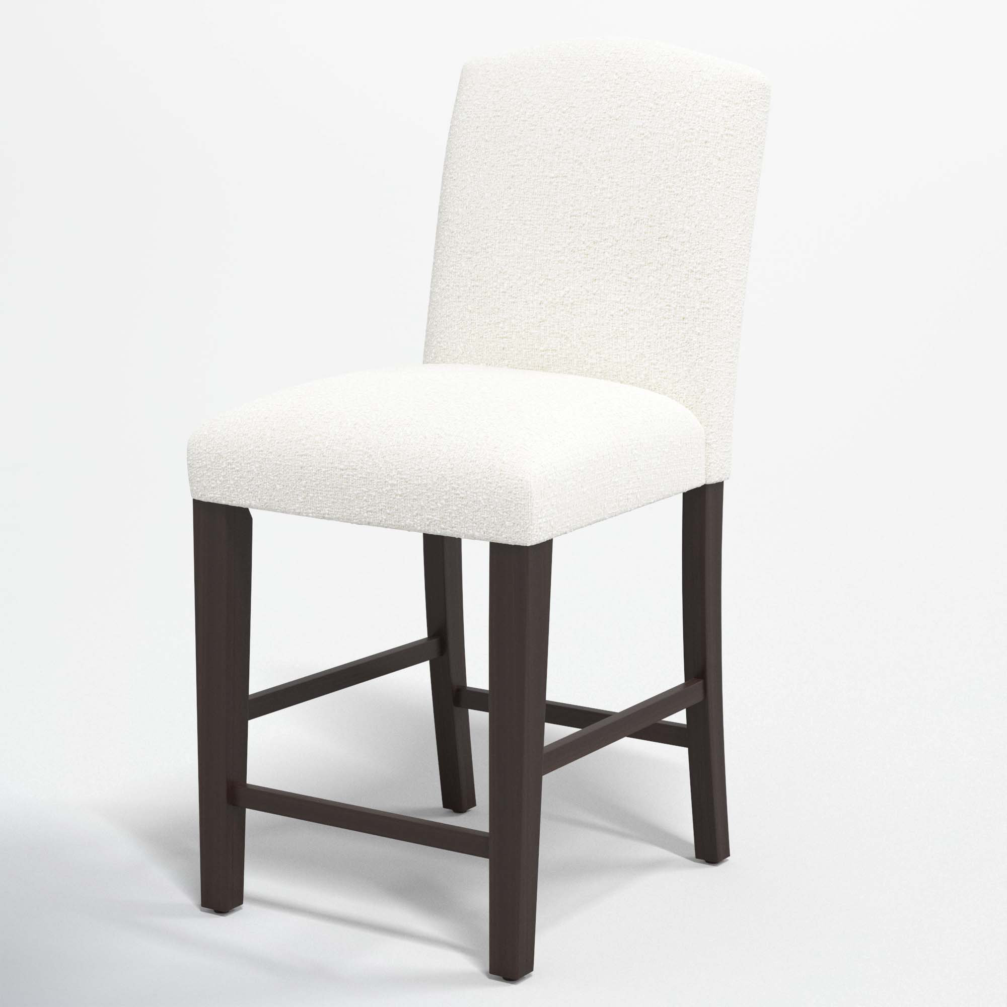 April Upholstered Stool, Counter Stool (26" Seat Height), Classic Snow Boucle, Black Wood
