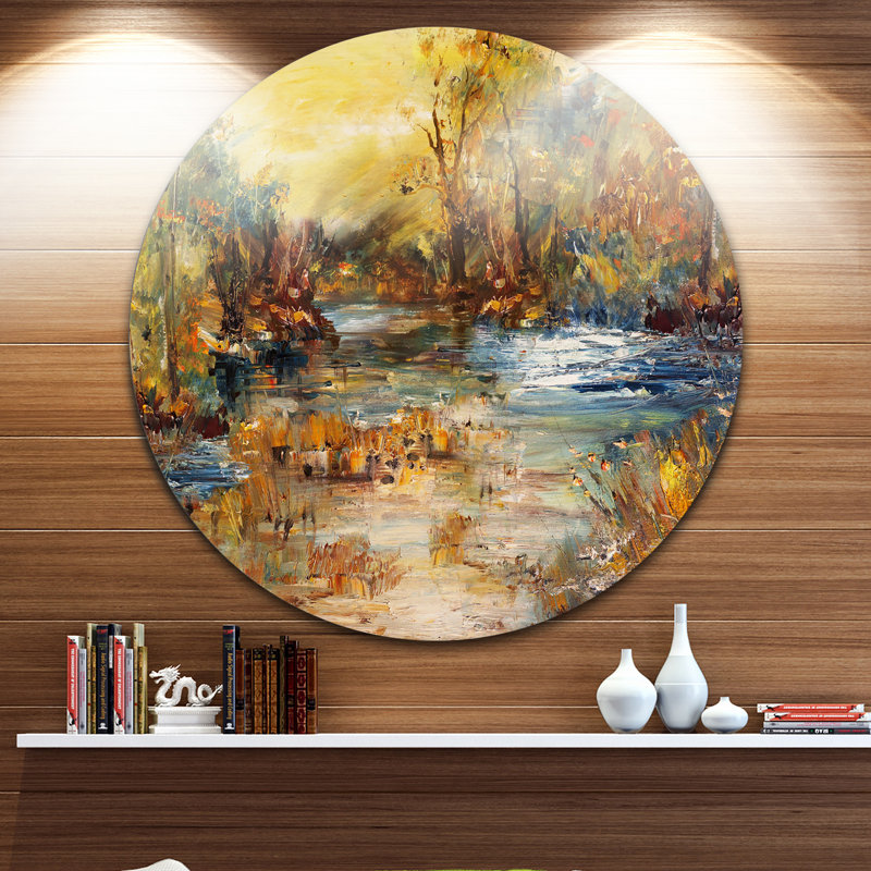 Schafer «River in Forest», peinture, H 23 po x l 23 po x p 1 po, Métal