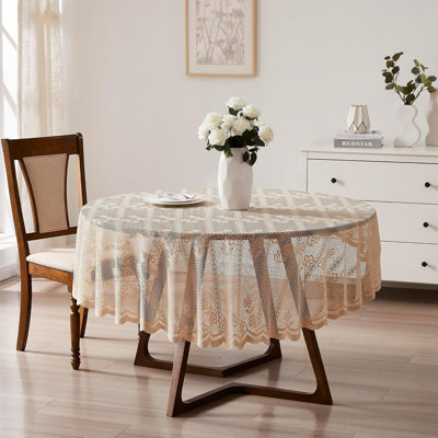 Croched Oval Floral Wedding Lace Tablecloth