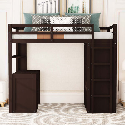 Twin size Loft Bed with Drawers,Desk,and Wardrobe - Kieandra