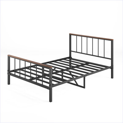 Lit plateforme en métal avec tête et pied de lit, structure en métal robuste, aucun sommier nécessaire