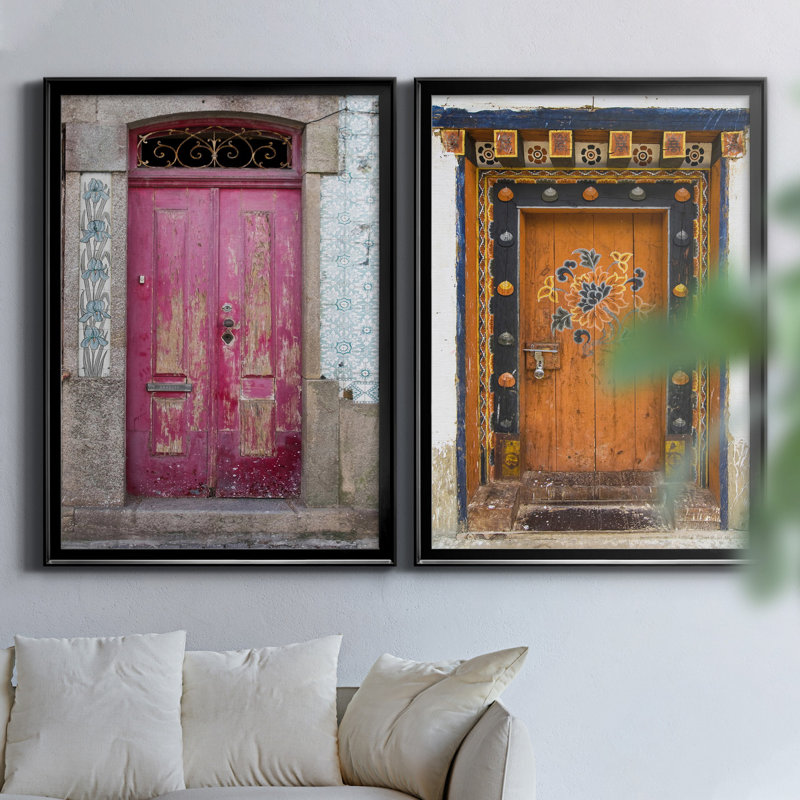Porte portugaise - ensemble de 2 reproductions de photos, H 30,5 po x l 42,5 po x P 3 po, H 31,5 po x l 47 po x P 1,5 po