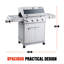 Barbecue au gaz en acier inoxydable avec brûleur latéral et couvercle pour barbecue au propane liquide 4 brûleurs Mesa 405K de Monument Grills Mesa 405K