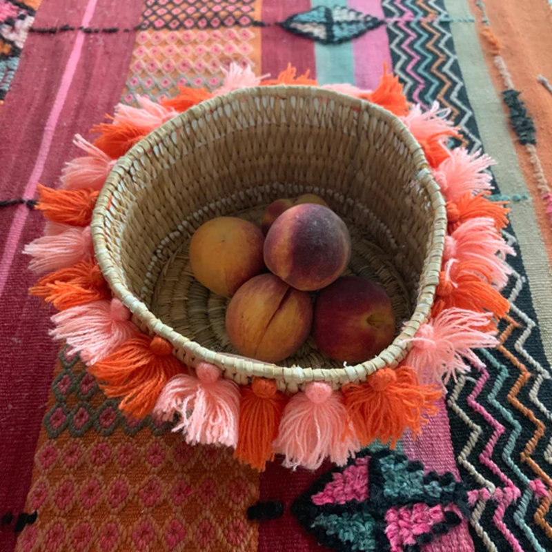 Petit panier avec pompons Séverine, Coucher de soleil