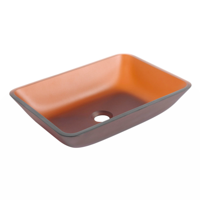 Wenty 13'' Glass Rectangular Bathroom Sink, Matt Tea