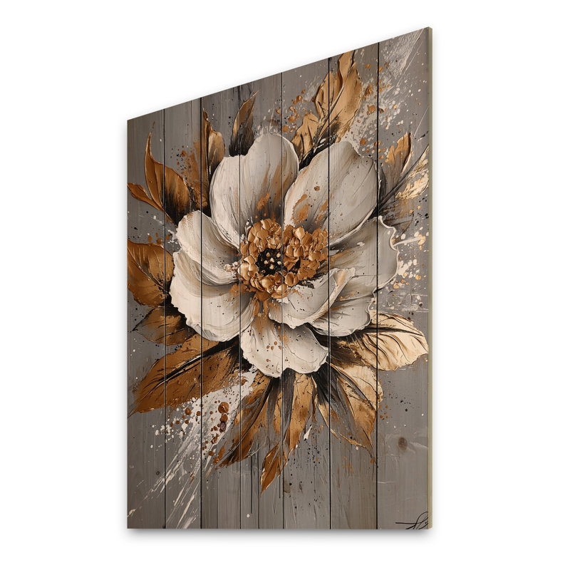 Délicats souci doré charme I - Art mural en bois de souci sur bois de pin naturel, H 44 po x l 34 po