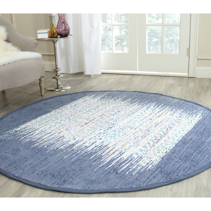 Aitken Hand Woven Cotton Abstract Rug, Round 4'