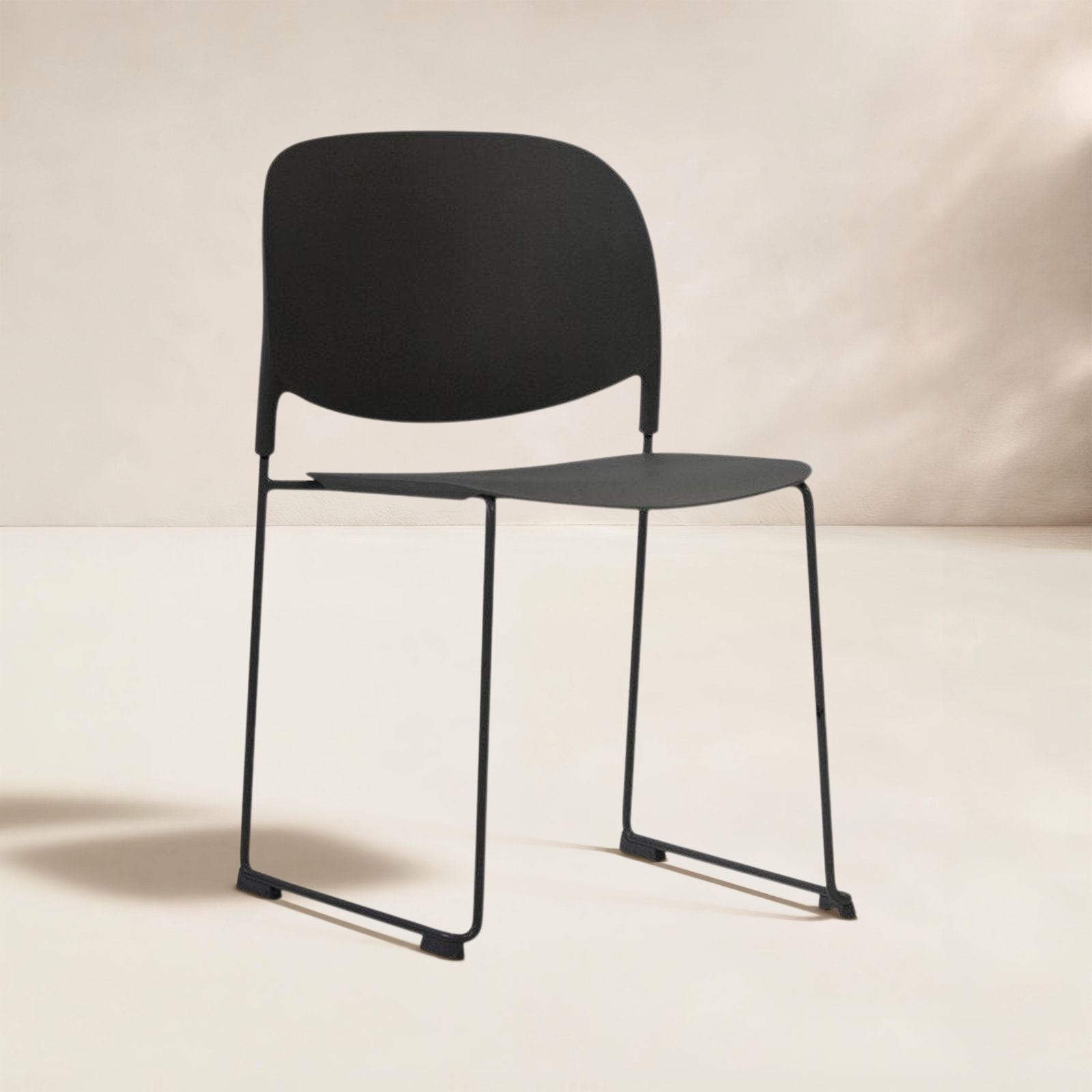 Calvin Stackable Patio Side Chair, Black