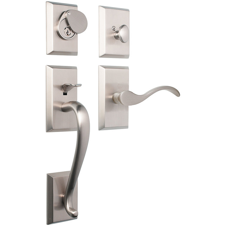 Premium Savoy Handleset with Single Cylinder Deadbolt and Door Lever and Rosette