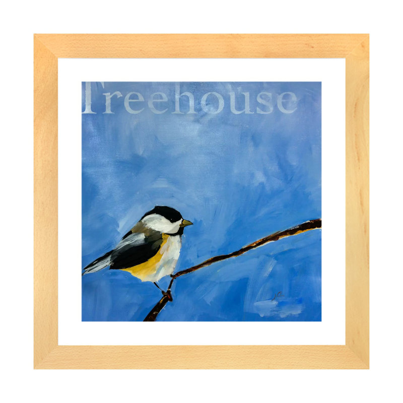 " Treehouse " by Julian Spencer, 16" H x 16" W x 1" D, White, Natural Wood Paper