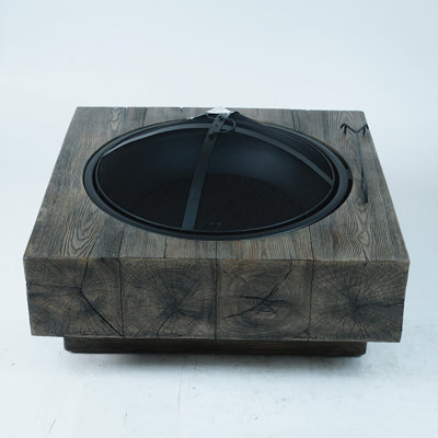 Wood Fueled Outdoor Fire Pit with Wood Grain Design