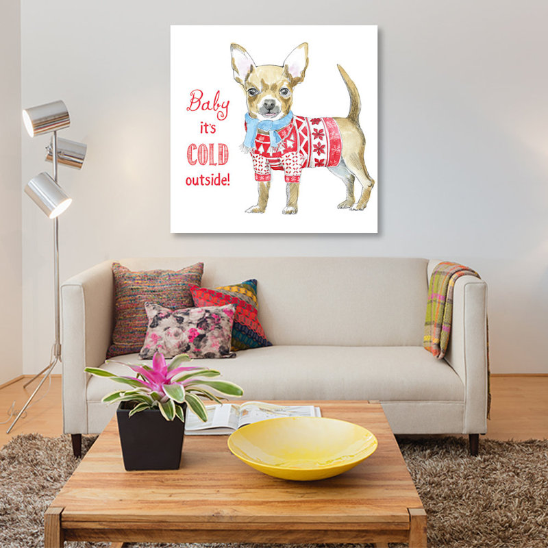 « christmas glamour pup i », impression sur toile, H 12 po x l 12 po x P 0,75 po, Pas de tapis, Toile tendue