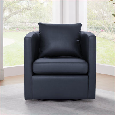 Pour les salons confortables et les bars à la maison | Fauteuil d'appoint pivotant de luxe à 360 degrés en similicuir bleu classique