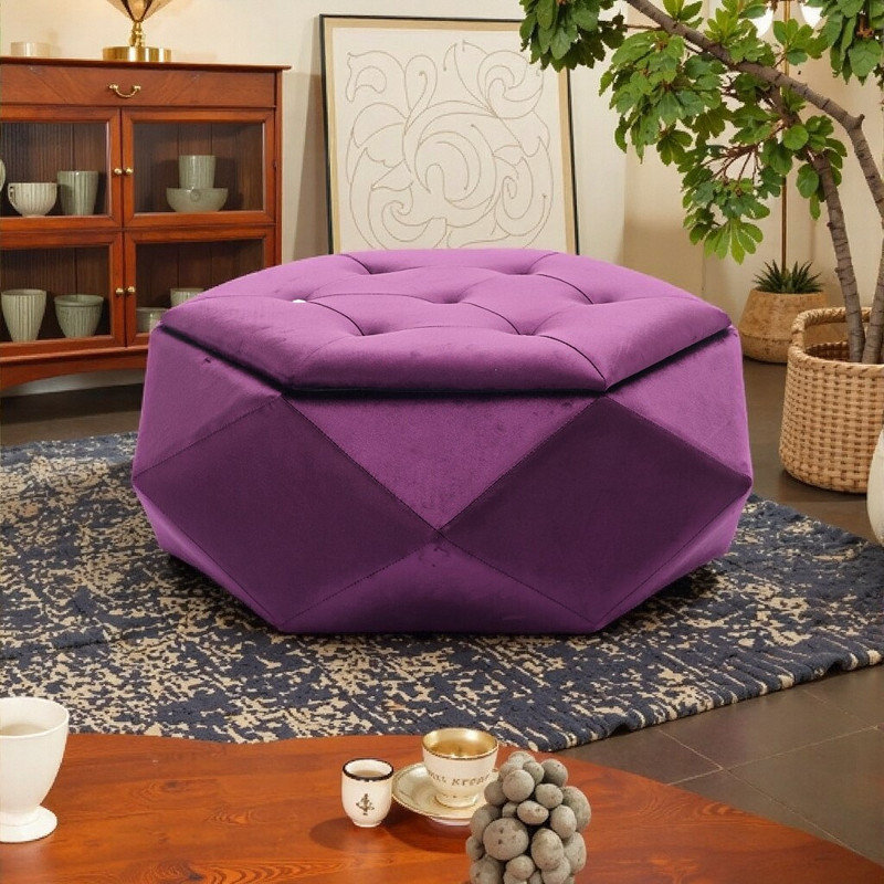 Repose-pieds capitonné avec rangement 34 po, Mauve