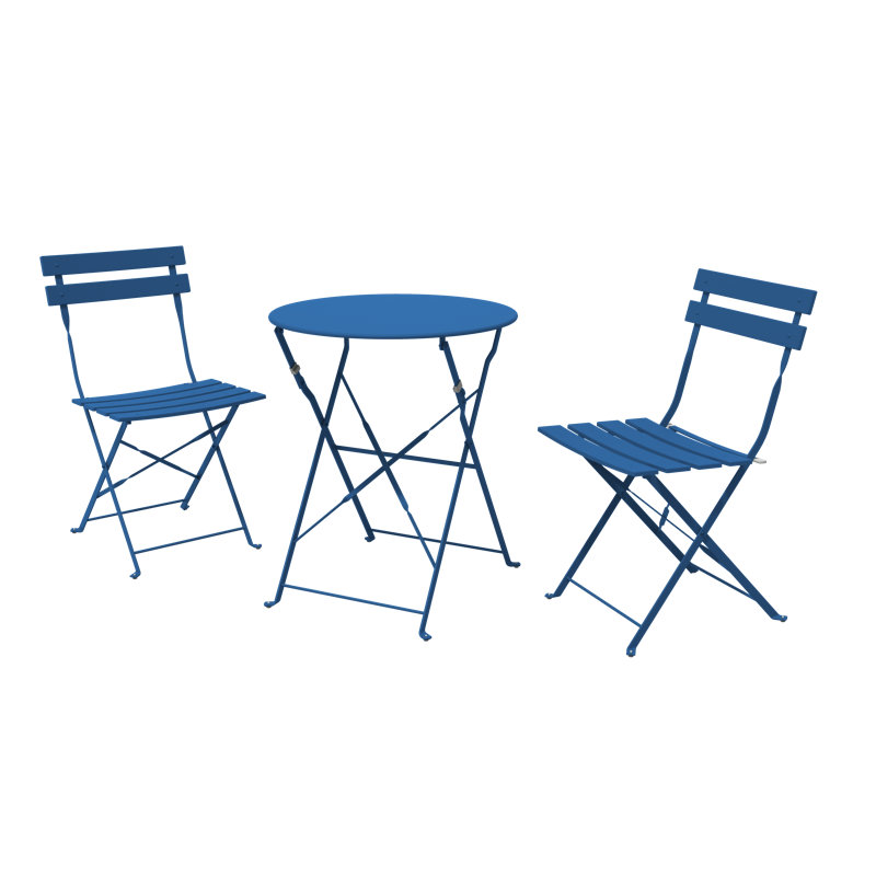 2 - Person Patio Dining Set with Round Table, Peacock Blue